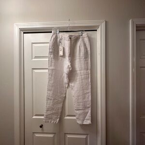 White unworn Zara Linen pants in Size 32